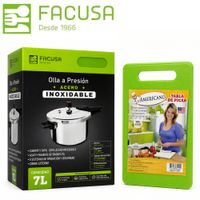 Promo Facusa Olla Presion de 7Lt Acero Inoxdable Tabla de Picar