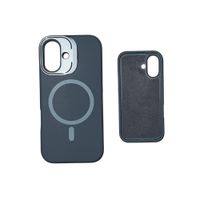FUNDA DE SILICONA MAGSAFE Y PARANTE PARA IPHONE 16 PLOMO