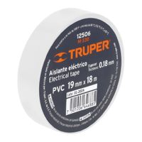 Paquete de 8 cintas de aislar 18 m x 19 mm color blanco TRUPER - 12506-8