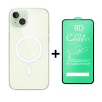 FUNDA SPACE MAGSAFE PARA IPHONE 15 Y PROTECTOR DE PANTALLA CERAMICO