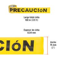 Rollo de 100 m de cinta delimitadora Precaución Truper - 12578