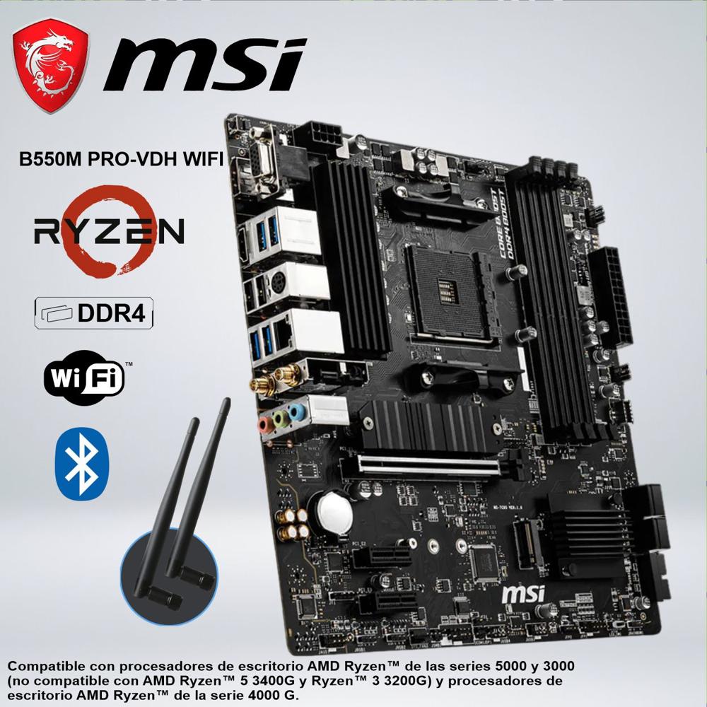 PLACA MSI AMD AM4 B550M PRO-VDH WIFI BLUETOOTH DDR4