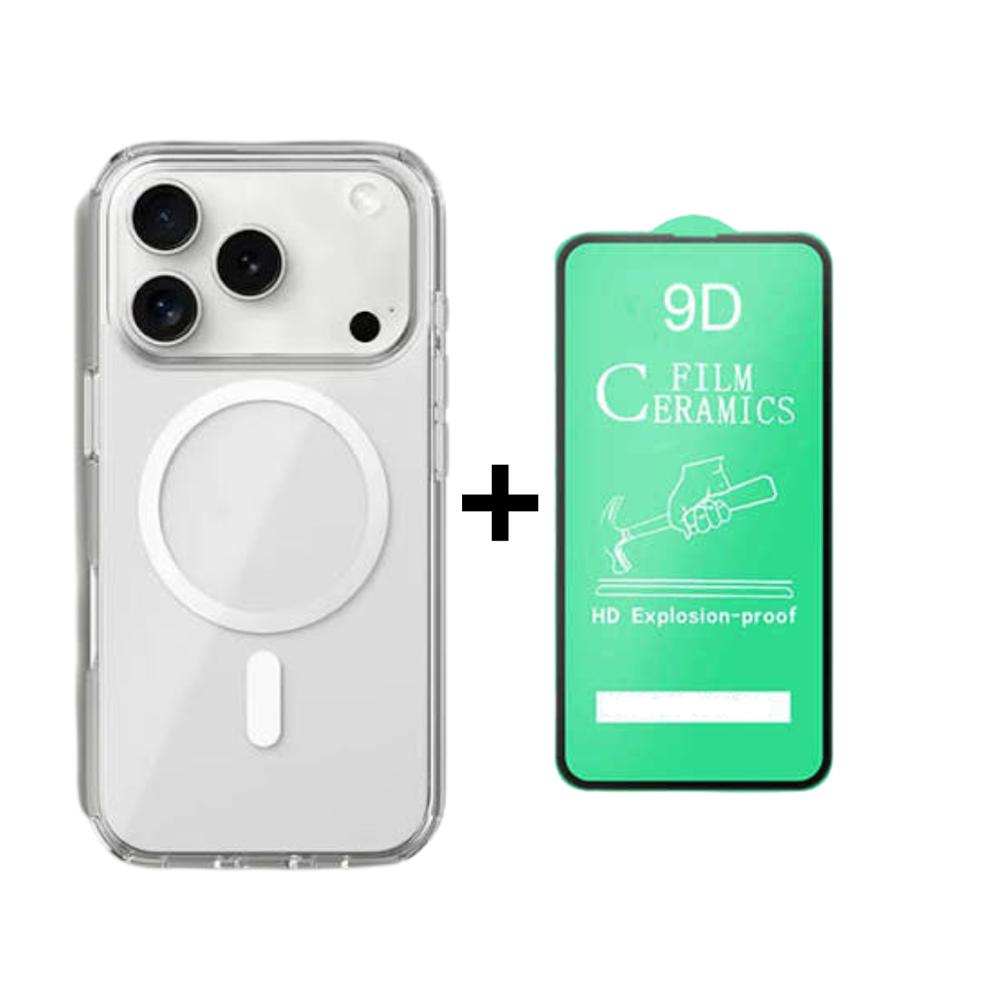 FUNDA SPACE MAGSAFE IPHONE 17PRO Y PROTECTOR DE PANTALLA CERAMICO