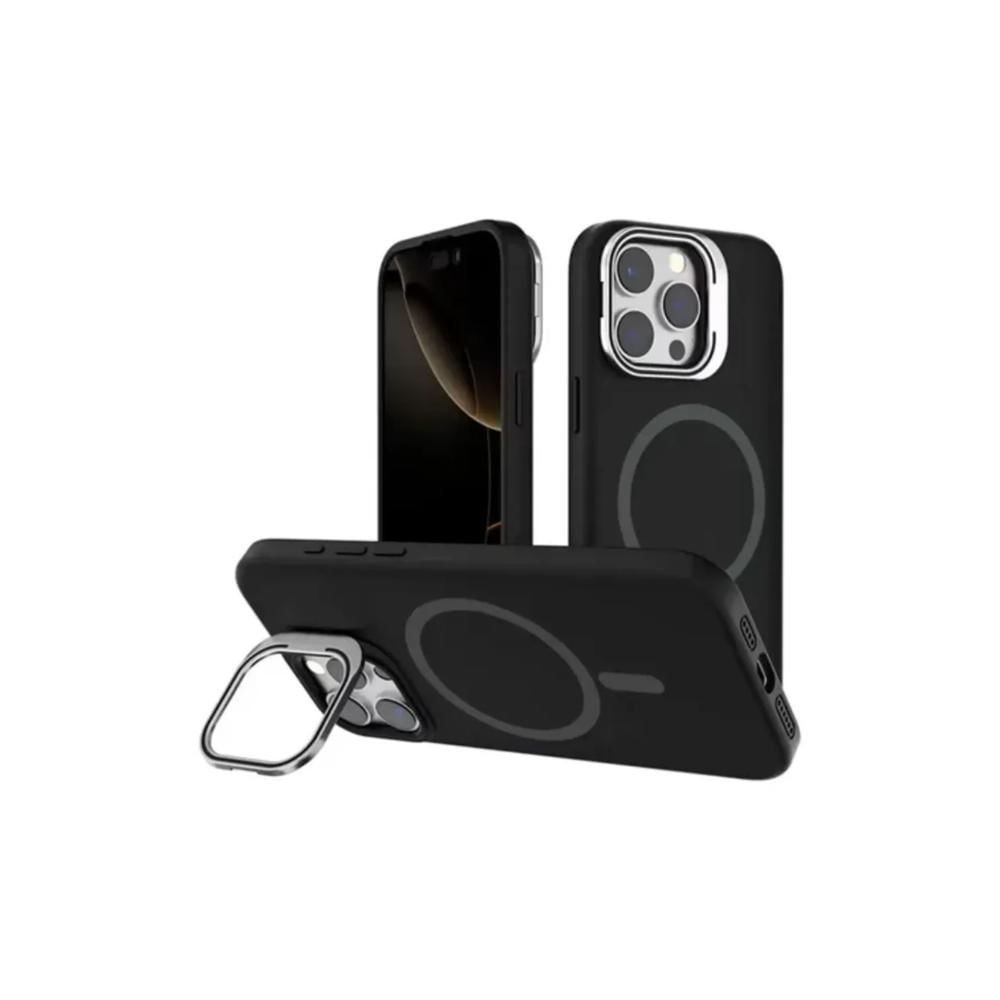 FUNDA SILICONA MAGSAFE Y PARANTE PARA IPHONE 16PRO NEGRO