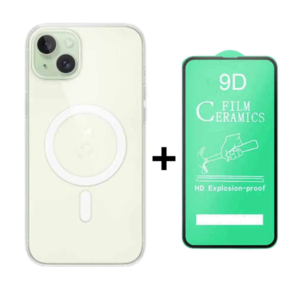 FUNDA SPACE MAGSAFE PARA IPHONE 16 PLUS Y PROTECTOR DE PANTALLA CERAMICO