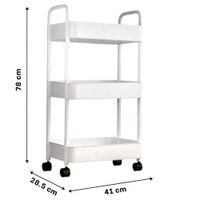 ORGANIZADOR MULTIUSOS DE 3 NIVELES CON RUEDAS COLOR BLANCO