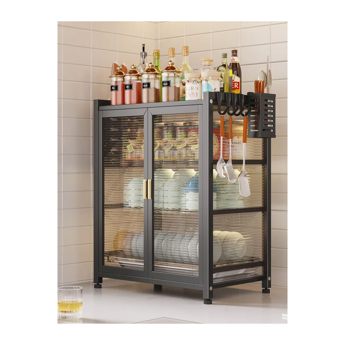 Organizador Escurridor Platos Cocina Utensilio Estante Multiuso 3 Niveles Negro