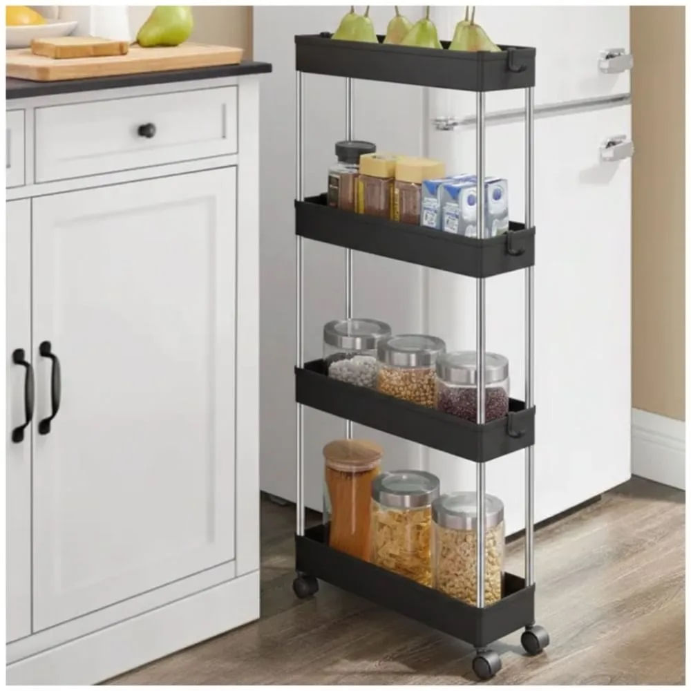 Carrito Organizador de Cocina Multiusos 4 Niveles con Ruedas