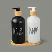 Set Dispensador Doble de Vidrio con Base de Bambú Nórdico 5880003
