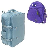 PROMOCIÓN MOCHILA VIAJERA TRAVEL KENGAR VERDE PASTEL - LONCHERA MODELO MAGIC MORADO