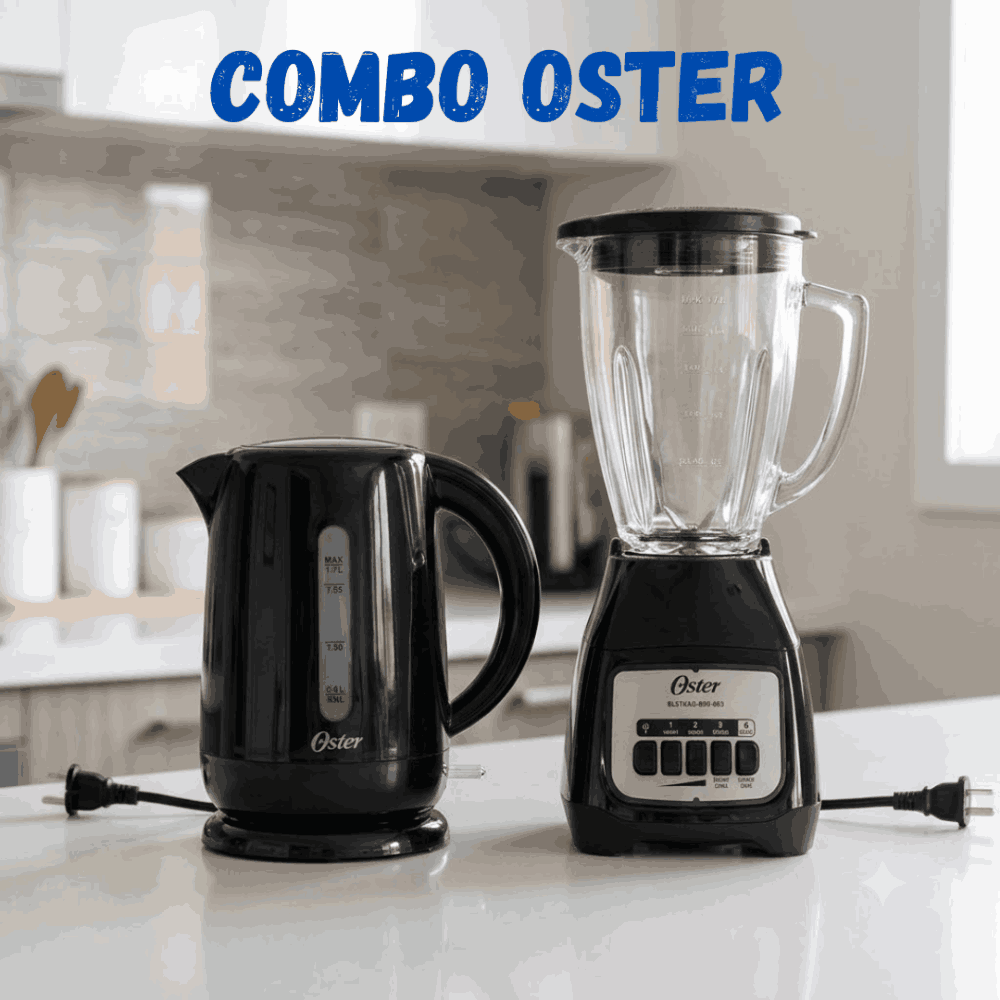 Hervidor Eléctrico Oster BVSTKT3101-053 Negro 1.7 L MAS Licuadora Oster BLSTKAG-BPB-053 1.5L Negro