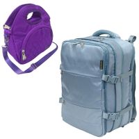 MOCHILA VIAJERA TRAVEL VERDE CEMENTO - LONCHERA MAGIC UVA DE REGALO