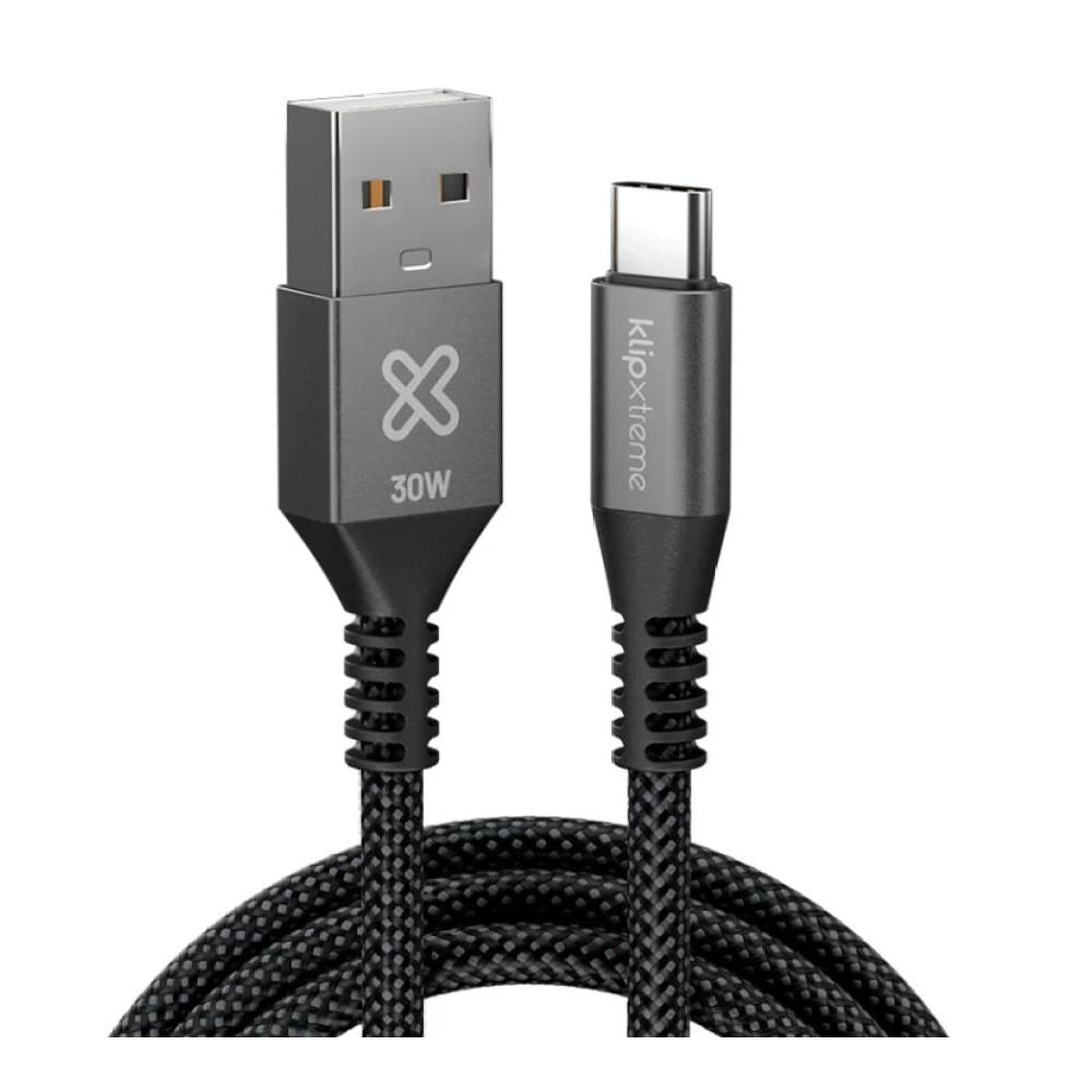 Klip Xtreme Cable USB-A a USB-C PowerGo 050 3 Metr0s 30W Carga Rápida Trenzado KAC-050-10FT