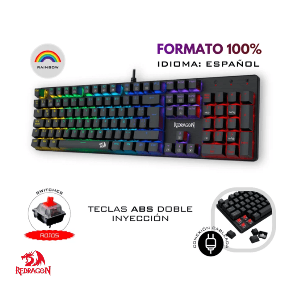 TECLADO REDRAGON SINDRI K671 CABLEADO ESPAÑOL - RED SWITCH