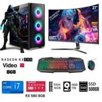 Computadora PC GAMER Core I7-8th  Ram 16GB DISCO HDD 1TB   SSD 500GB  RX 580 8GB  M27