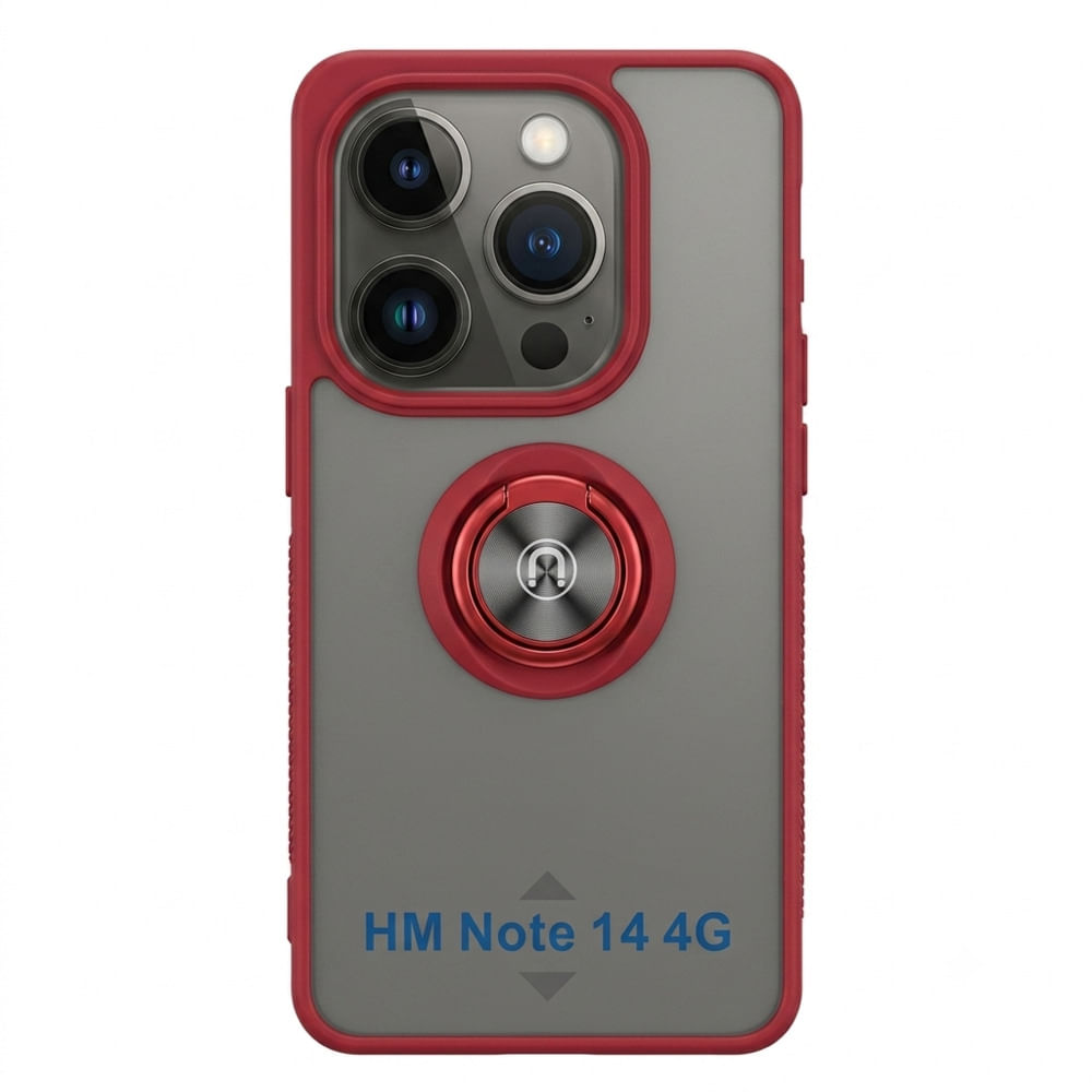 Case ahumado con soporte magnetico para Xiaomi HM Note 14 4G - ROJO