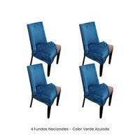 Funda de silla butaca curva de terciopelo 4 sillas - Verde Azulado
