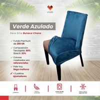 Funda de silla butaca curva de terciopelo 6 sillas - Verde Azulado