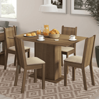 Juego de Comedor Lexy con 4 Sillas Marron - Sintetico Beige