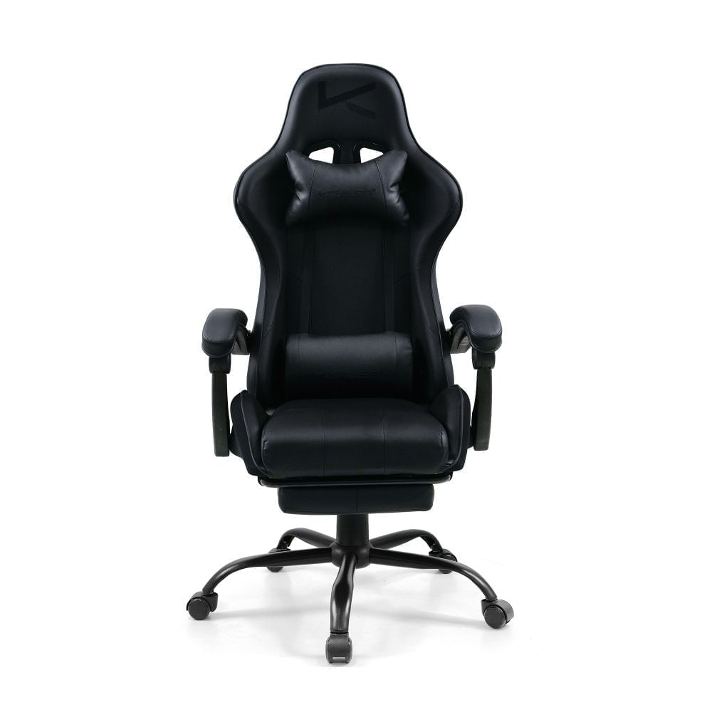 Silla Gamer Negra con Masajeador Reposapies Reclinable 150° RIK-101AB