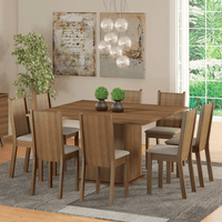 Juego de Comedor Clarice con 8 Sillas Marron - Beige