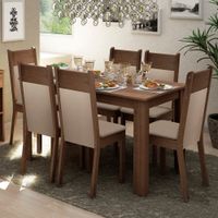 Juego de Comedor Jaíne con 6 Sillas Marrón y Beige
