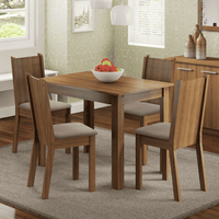 Juego de Comedor Rute con 4 Sillas Marron - Sintetico Beige