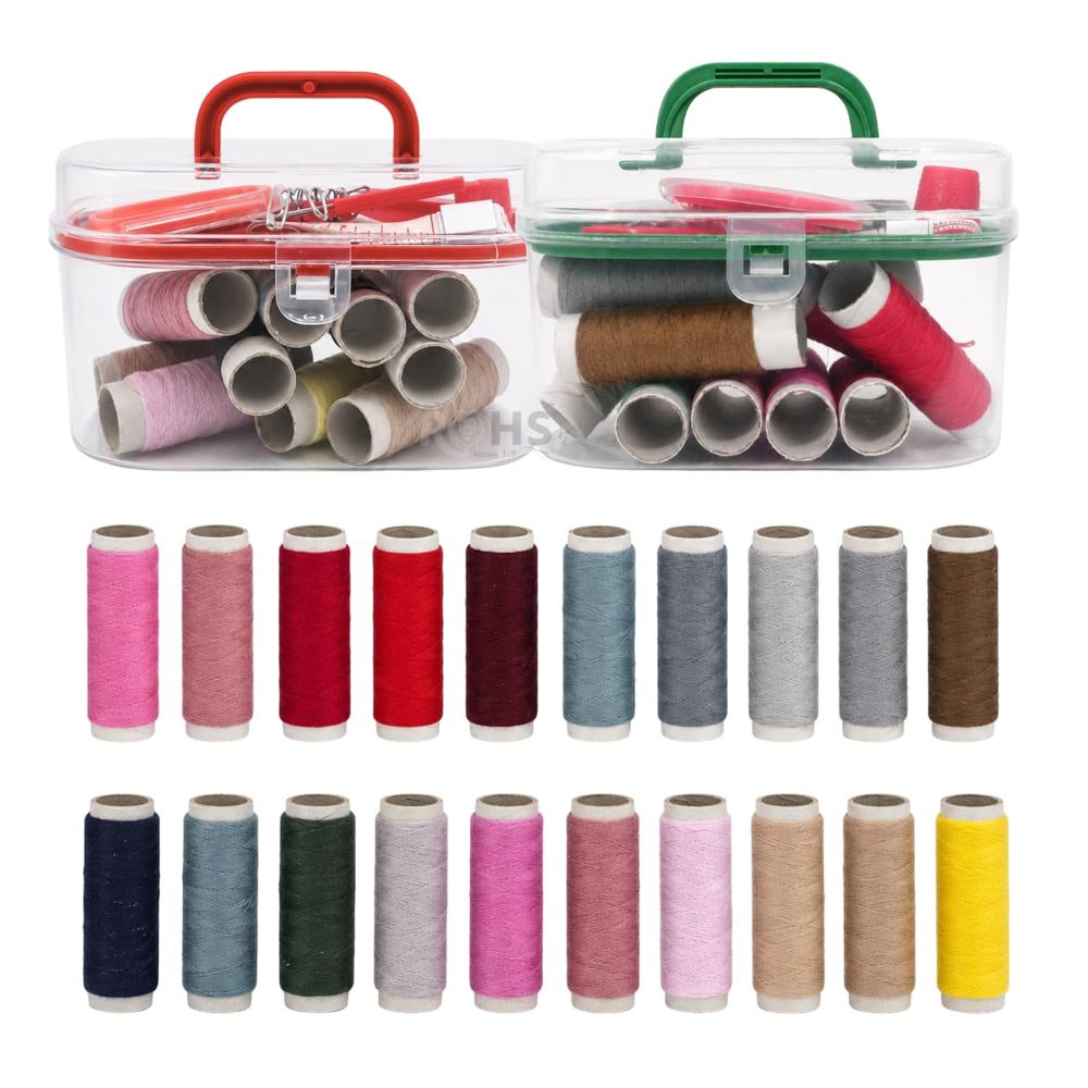 Pack X2 Costurero Organizador Plástico Con Kit De Costura Y Asa De Transporte