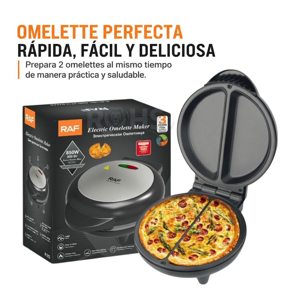 Máquina Para Omelette RAF R.512 Antiadherente Con Doble Cámara De Cocción 850W