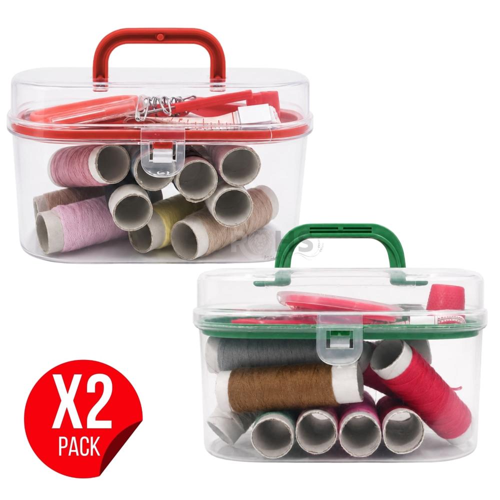 Pack X2 Costurero Organizador Plástico Con Kit De Costura