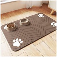 Tapete Alfombra de Alimentación Para Mascotas Absorbente y Antideslizante 80x50cm - Marrón