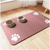 Tapete Alfombra de Alimentación Para Mascotas Absorbente y Antideslizante 80x50cm Rosado