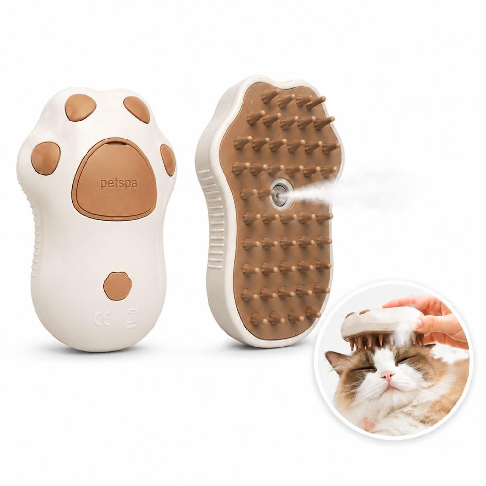 Cepillo Spray Masajeador de Baño Quita pelusa para Mascotas Perros Gatos - Marrón