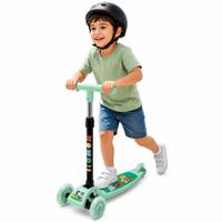 Scooter Infantil 3 Ruedas Plegable Ajustable Para Niñas y Niños con Luces LED - Verde agua