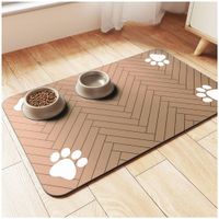 Tapete Alfombra de Alimentación Para Mascotas Absorbente y Antideslizante 80x50cm - Crema