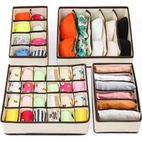 Set de 4 organizadores de ropa interior crema
