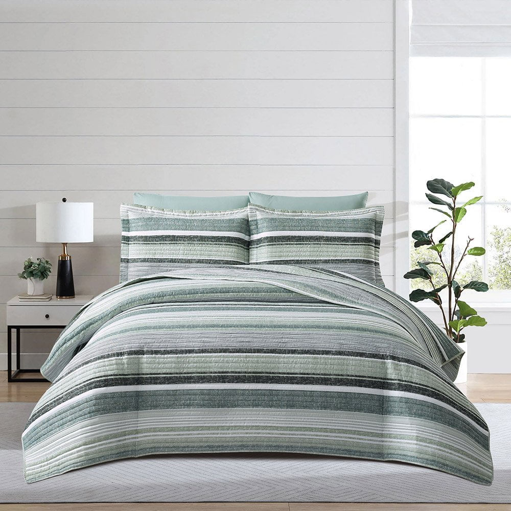 Set Cubrecama Pv27 Print Rayas Gris