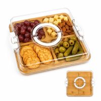 Bandeja Cuadrado de Bambú con Tapa Blanco Hueso 108CB11