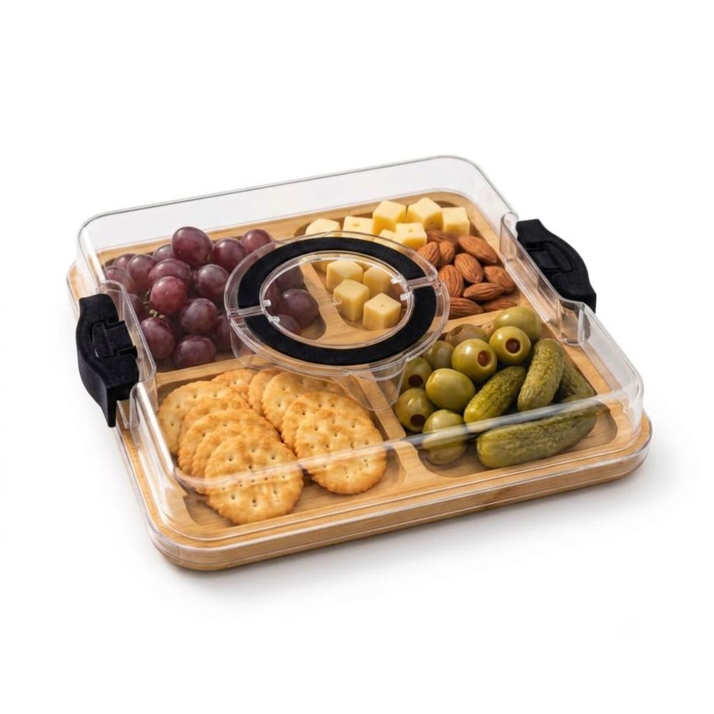 Bandeja Cuadrado de Bambú con Tapa Negro  107CN11