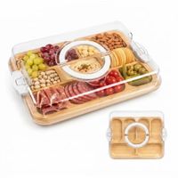 Bandeja Rectangular de Bambú con Tapa y Divisiones Blanco Hueso 110TB11