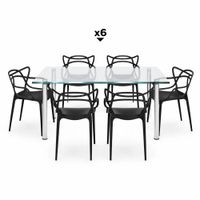 Set 1 Mesa Lissa RB1475 4LYO - 6 Sillas Elektra Negra