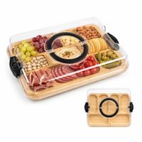 Bandeja Rectangular de Bambú con Tapa y Divisiones Negro 109TN11