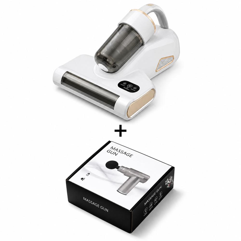 Aspiradora Antiácaros para Colchones y Sofás con UV y Filtro HEPA - Pistola Masajeadora de regalo