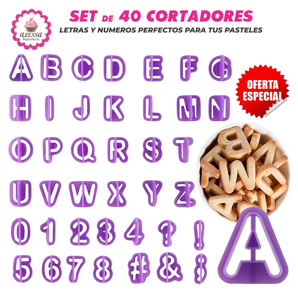 Set de 40 Cortadores de Letras y Numeros para Repostería