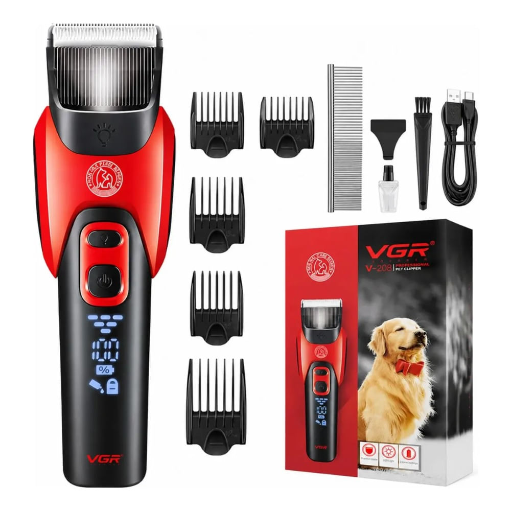 Máquina Cortar Pelo Perros Mascotas Vgr V-208 Luz Cerámica