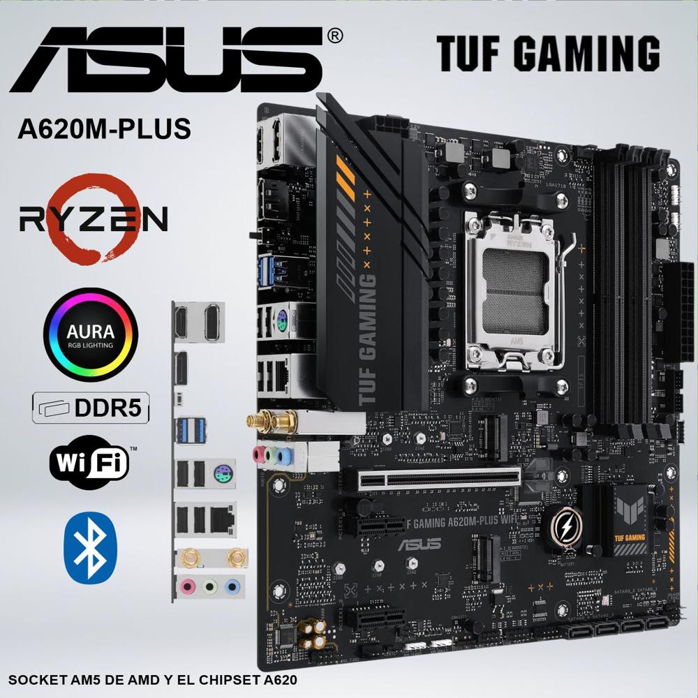 PLACA MADRE ASUS TUF GAMING A620M-PLUS WIFI AMD AM5 DDR5