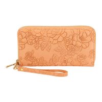 Billetera Floral Mujer De Cuero