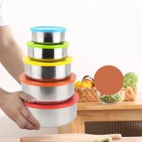 Bolws de Acero Inoxidable x 5 Unidades con Tapas de Colores