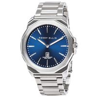 Reloj Perry Ellis Decagon 46 05002-02 Fecha Acero Inoxidable Dial Azul