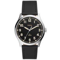 Reloj Fossil Dayliner FS5926 Acero Inoxidable Correa de Cuero y Dial Negro